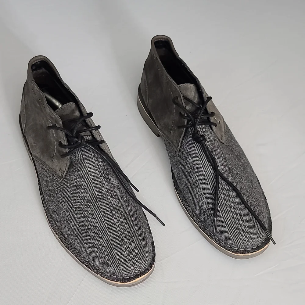Kenneth Cole Reaction Men's Suede & Tweed Chukka Boots Gray Size 13 Dessert Sun